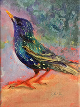 Load image into Gallery viewer, Big-Footed-Young-Starling-LG-BirdsISpotted-no.11-paintlikeabirdsings-painting-birds-13x18cm-basis-2