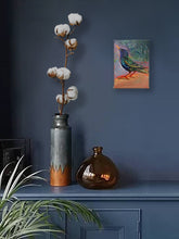 Load image into Gallery viewer, Big-Footed-Young-Starling-LG-BirdsISpotted-no.11-paintlikeabirdsings-painting-birds-13x18cm-interior-blue