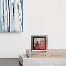 Load image into Gallery viewer, blackbird miniature painting 5x5cm LG in interior #paintlikeabirdsings