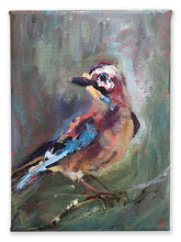Load image into Gallery viewer, Little-Young-Jay-LG-LoveliesGems-paintlikeabirdsings-painting-birds-13x18cm-op wit