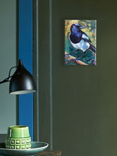 Load image into Gallery viewer, Missy-Magpie-LG-LoveliesGems-paintlikeabirdsings-painting-birds-13x18cm-interior green