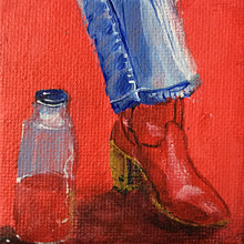 Load image into Gallery viewer, Strawberry-Juice-And-Red-Boots-LG-painting-miniature-people-5x5-cm-no.985-basis.jpg