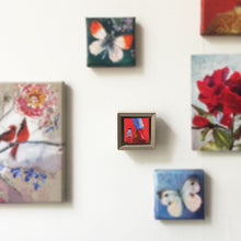 Load image into Gallery viewer, Strawberry-Juice-And-Red-Boots-LG-painting-miniature-people-5x5-cm-no.985-in-frame-on-wall