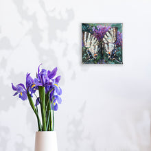 Load image into Gallery viewer, swallowtail-LG-LoveliesGems-paintlikeabirdsings-painting-butterflies-france-10x10cm-purple flowers