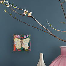 Load image into Gallery viewer, yellow-lemon-butterfly-LG-LoveliesGems-paintlikeabirdsings-painting-butterflies-france-10x10cm-interior.jpg