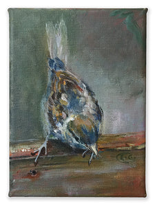 Baby-Sparrow-LG-LoveliesGems-paint like a bird sings-painting-birds-13x18cm-basis-op-wit-1