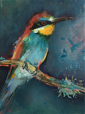 Bee-eater-LG-paintlikeabirdsings-painting-birds-13x18cm-basis
