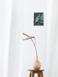 Bee-eater-LG-paintlikeabirdsings-painting-birds-13x18cm-interior