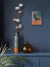 Load image into Gallery viewer, Big-Footed-Young-Starling-LG-BirdsISpotted-no.11-paintlikeabirdsings-painting-birds-13x18cm-interior-blue
