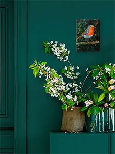 Happy-Go-Lucky-LG-LoveliesGems-paintlikeabirdsings-painting-birds-13x18cm-interior green