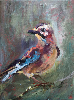 Little-Young-Jay-LG-LoveliesGems-paintlikeabirdsings-painting-birds-13x18cm-basis