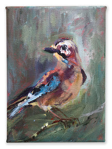 Little-Young-Jay-LG-LoveliesGems-paintlikeabirdsings-painting-birds-13x18cm-op wit