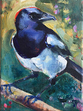 Load image into Gallery viewer, Missy-Magpie-LG-LoveliesGems-paintlikeabirdsings-painting-birds-13x18cm-basis
