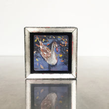 Load image into Gallery viewer, fledgling-swan-birdpainting-LG-paintlikeabirdsings-miniature-painting-no-771-5x5cm-in frame
