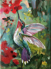 Load image into Gallery viewer, red-flower-snack-LG-LoveliesGems-paintlikeabirdsings-painting-birds-13x18cm-basis
