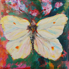 Load image into Gallery viewer, yellow-lemon-butterfly-LG-LoveliesGems-paintlikeabirdsings-painting-butterflies-france-10x10cm-basis.jpg
